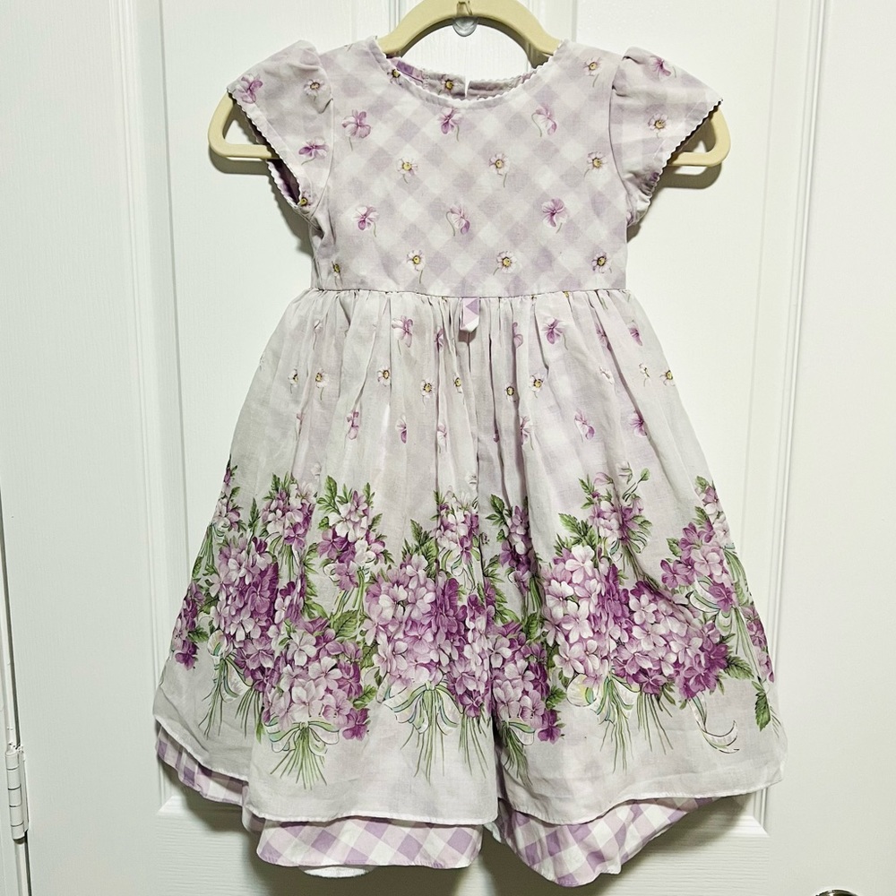 DAISY KINGDOM Vintage 80s 90s Rare Dress Little Kids Girls Size 4 / 4T Lavender